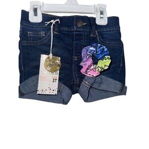 VGold Toddler Girls Denim Shorts Size 3T With Colorful Scrunchie